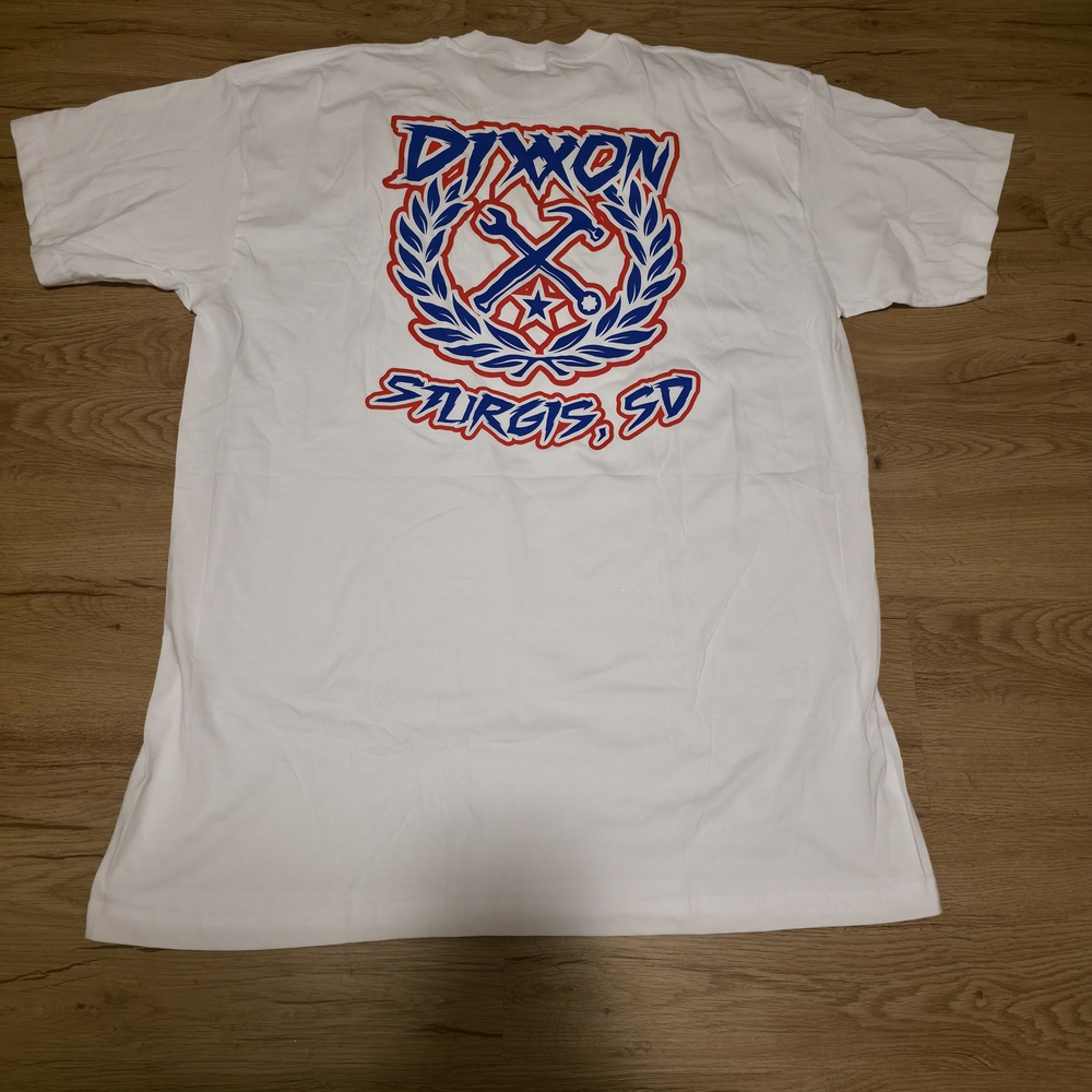 Dixxon Sturgis USA Sketchy Crest White Graphic T-Shirt 4XL, Big &Tall, Biker